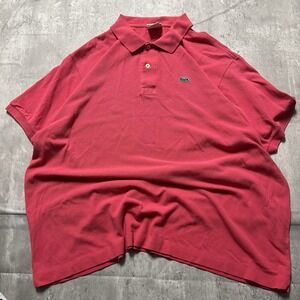 Lacoste Polo Shirt Mens Size 8 Pink Pique Short Sleeves Cotton Casual Preppy